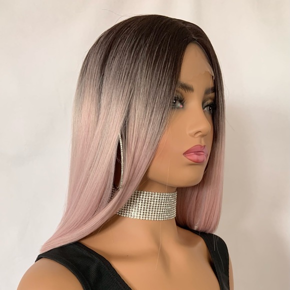 Very Pretty 16” Ombre Pearl Pink Premium Fiber Lace Front Wig - Picture 4 of 9
